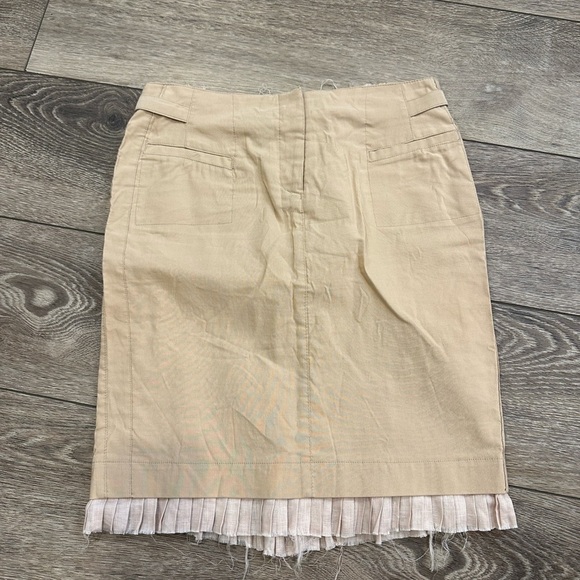 Phillipe  Dubuc beige skirt pleats buckle distressed SZ36 4-6 (S) EUC - Picture 1 of 7